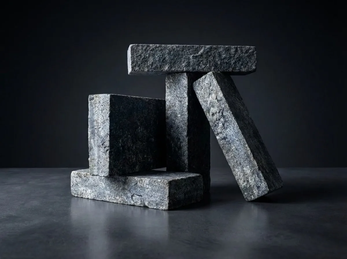 Black Ice L7 pavers artistic arrangement with Black Ice L7 pavers