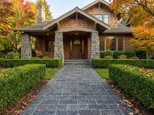 Black granite pavers installed on Ohio property