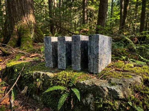 Black granite pavers in natural mountain setting